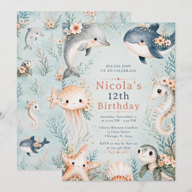 Invitation Anniversaire sous-marin (Devant / Derrière)