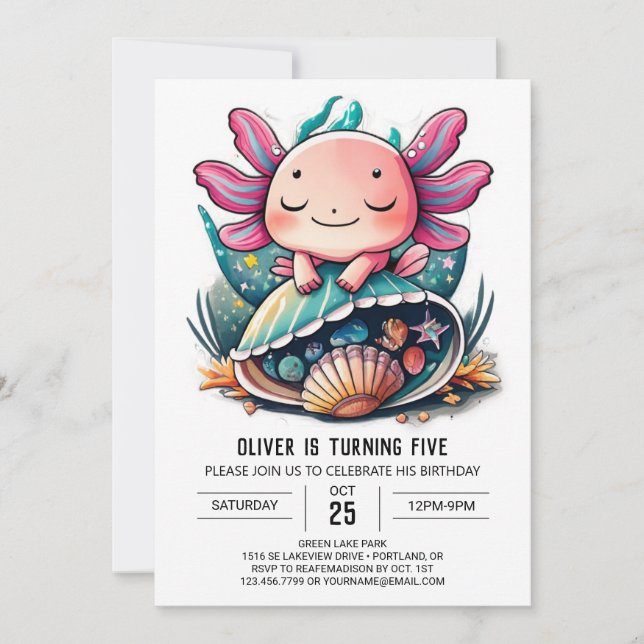 Invitation Anniversaire sous-marin de l'Axolotl (Devant)