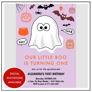 Invitation Anniversaire Spooktacular Adorable Fantôme Hallowe