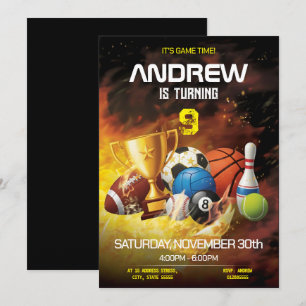 Invitation anniversaire sportive personnalisable