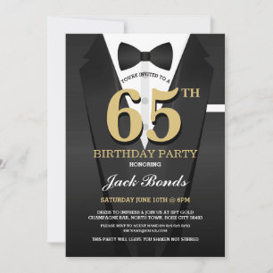 Invitation Anniversaire Spy Suit Black Cravate N'IMPORTE QUEL