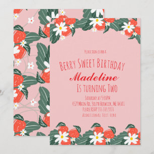 Invitation Anniversaire Sucré Baies Fraises Dessinées à la Ma