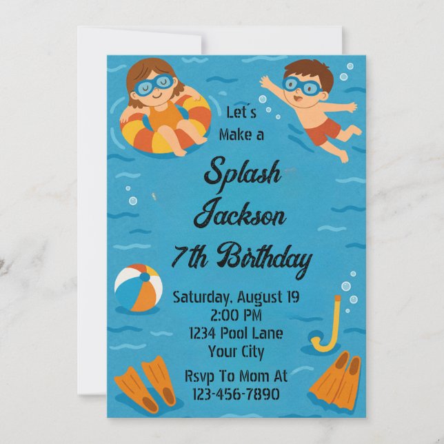 Invitation Anniversaire Summer Splash (Devant)