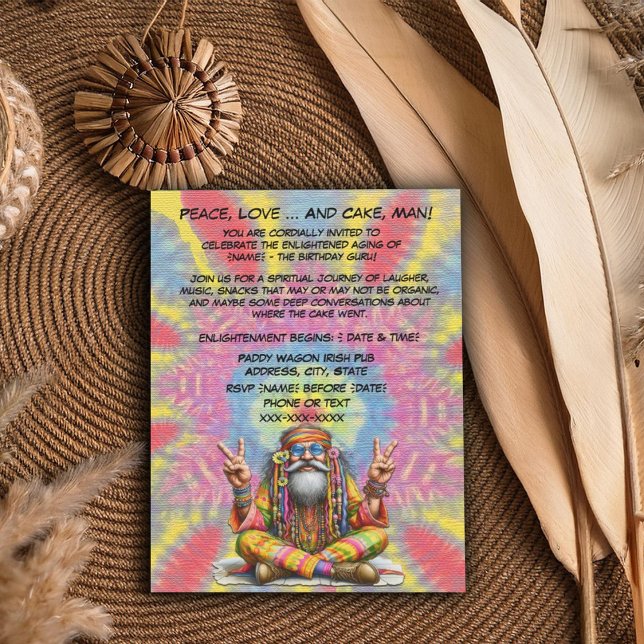 Invitation Anniversaire super de Hippie Guru (Créateur téléchargé)