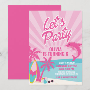 Invitation Anniversaire sur la plage rose de Malibu