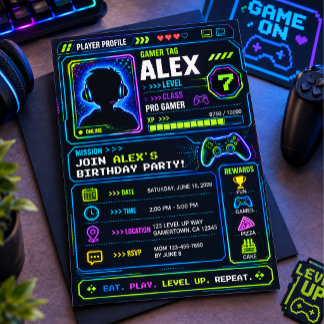 Invitation Anniversaire sur le thème du jeu vidéo