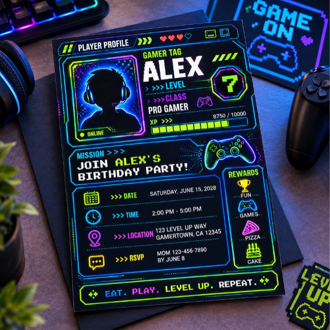 Invitation Anniversaire sur le thème du jeu vidéo (Créateur téléchargé)