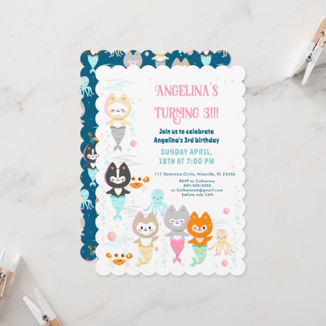 Invitation anniversaire sur le thème nautique. (Devant/Arrière en situation)