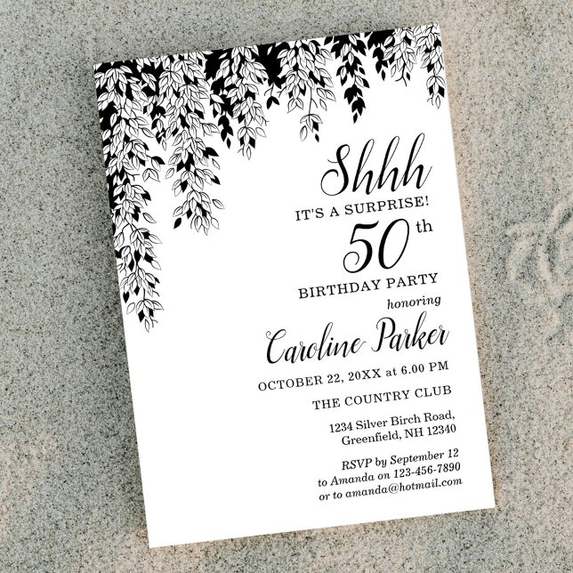 Invitation Anniversaire Surprise 50 ans Silver Bir (Créateur téléchargé)