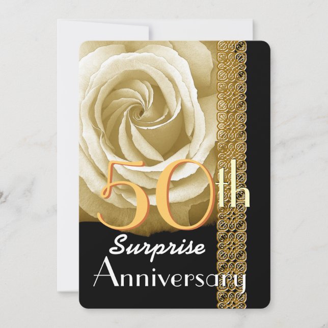Invitation Anniversaire SURPRISE 50ème Rose V01A (Devant)