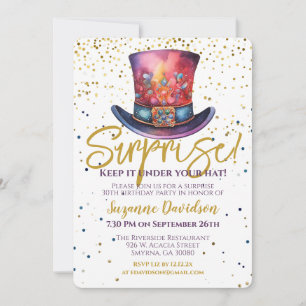 Invitation Anniversaire Surprise Gardez-Le Sous Votre Casquet