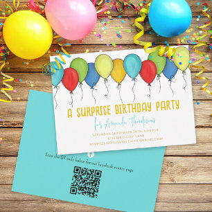 Invitation Anniversaire Surprise Party Ballons QR Code Facebo