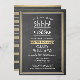Invitation Anniversaire Surprise Party Black Chalkboard et Go