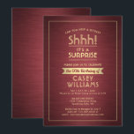 Invitation Anniversaire Surprise Party Brossé Bourgogne et or<br><div class="desc">Peux-tu garder un secret ? famille d'Invitations et amis à une fête d'anniversaire élégante et passionnante surprise avec des invitations à la fête de bordeaux et d'or sur mesure. Toute la formulation de ce modèle est simple à personnaliser, y compris le message qui dit "Shhh! C'est une SURPRISE." Le design...</div>