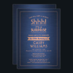 Invitation Anniversaire Surprise Party Brossé Marine bleu & c<br><div class="desc">Peux-tu garder un secret ? famille d'Invitations et amis à une fête d'anniversaire élégante et passionnante surprise avec des invitations personnalisées navy blue et cuivre. Toute la formulation de ce modèle est simple à personnaliser, y compris le message qui dit "Shhh! C'est une SURPRISE." Le design se compose d'une bordure...</div>