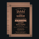 Invitation Anniversaire Surprise Party Élégant noir et cuivre<br><div class="desc">Peux-tu garder un secret ? Famille Invitation et amis à une fête d'anniversaire élégante et passionnante surprise avec des invitations spéciales en noir et cuivre. Toute la formulation de ce modèle est simple à personnaliser, y compris le message qui dit "Shhh! C'est une SURPRISE." Le design se compose d'une bordure...</div>