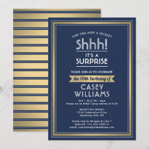 Invitation Anniversaire Surprise Party Marine Bleu, Blanc et