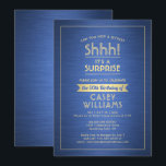 Invitation Anniversaire Surprise Party Shhh! Bleu et or bross<br><div class="desc">Peux-tu garder un secret ? famille d'Invitations et amis à une fête d'anniversaire élégante et passionnante surprise avec des invitations personnalisées bleu et or fête. Toute la formulation de ce modèle est simple à personnaliser, y compris le message qui dit "Shhh! C'est une SURPRISE." Le design se compose d'une bordure...</div>