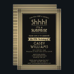 Invitation Anniversaire Surprise Party Shhh! Élégant noir et<br><div class="desc">Peux-tu garder un secret ? Famille Invitation et amis à une fête d'anniversaire élégante et passionnante surprise avec des invitations personnalisées de fête noir et or. Toute la formulation de ce modèle est simple à personnaliser, y compris le message qui dit "Shhh! C'est une SURPRISE." Le design se compose d'une...</div>