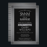 Invitation Anniversaire Surprise Party Shhh! Noir élégant<br><div class="desc">Peux-tu garder un secret ? Famille d'Invitations et amis à une fête d'anniversaire de surprise élégante et passionnante avec des invitations personnalisées de foil noir et faux argent. Toute la formulation de ce modèle est simple à personnaliser, y compris le message qui dit "Shhh! C'est une SURPRISE." Le design comprend...</div>