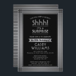 Invitation Anniversaire Surprise Party Shhh! Noir élégant<br><div class="desc">Peux-tu garder un secret ? Famille d'Invitations et amis à une fête d'anniversaire de surprise élégante et passionnante avec des invitations personnalisées de foil noir et faux argent. Toute la formulation de ce modèle est simple à personnaliser, y compris le message qui dit "Shhh! C'est une SURPRISE." Le design comprend...</div>