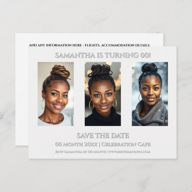 Invitation anniversaire surprise tout âge modèle d (Devant / Derrière)