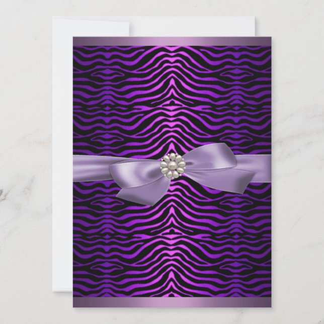 Invitation anniversaire Sweet16 impression zèbre v (Devant)