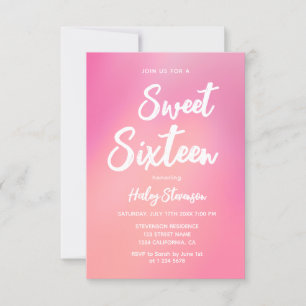 Invitation Anniversaire Sweet 16 Moderne Tendance Dégradé Ros