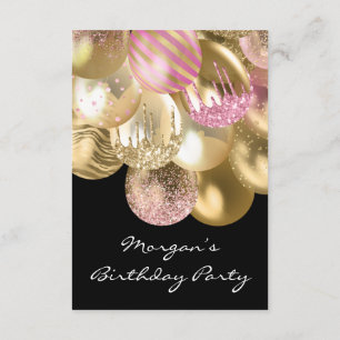 Invitation Anniversaire Sweet 16e Ballons d'or rose noir