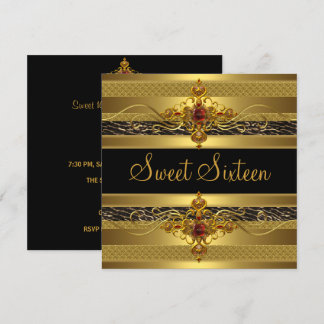 Invitation Anniversaire Sweet Seize Élégant Sauvage Or Riche