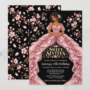 Invitation Anniversaire Sweet Sixteen Fleur de Cerisier