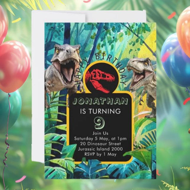 Invitation Anniversaire T-Rex taculaire (Roar into fun with our T-Rex-tacular Birthday Invitation!)