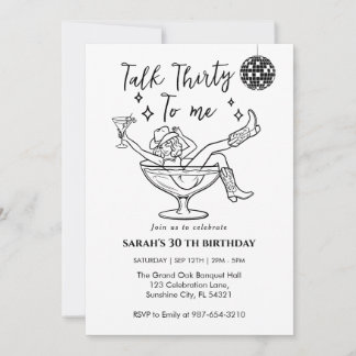 Invitation Anniversaire Talk Thirty To Me Fête rétro fille