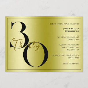 Invitation Anniversaire tendance brillant moderne unisexe 30