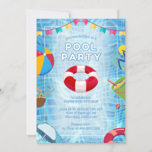 Invitation Anniversaire tendance de la piscine de Palm Spring