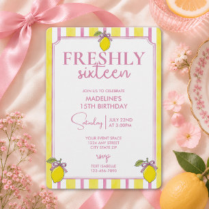 Invitation Anniversaire Tendance Frais Lemon Seize 16 ans