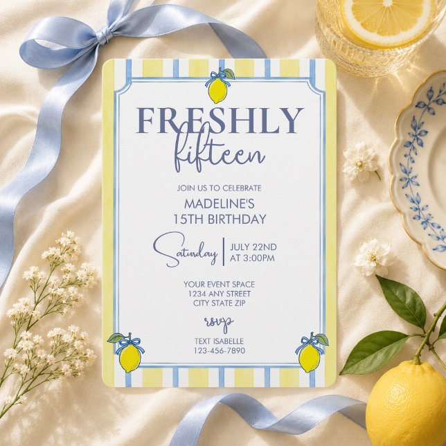 Invitation Anniversaire Tendance Frais Quinze 15 ans (Créateur téléchargé)