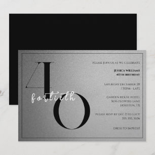 Invitation Anniversaire Tendance Moderne 40 Ans Unisexe