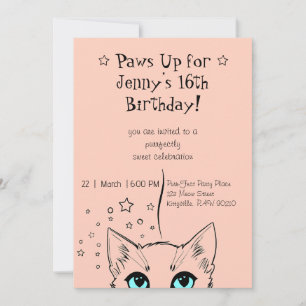 Invitation Anniversaire Thème Chat 16 Ans Sucré