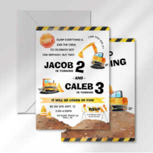 Invitation Anniversaire Thème Construction pour Fr