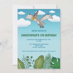 Invitation Anniversaire Thème Dinosaure Ptéranodonte Volant C