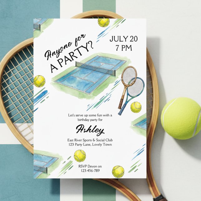 Invitation Anniversaire Thème Tennis pour Enfants (Tennis themed party invitation by Darling & May)