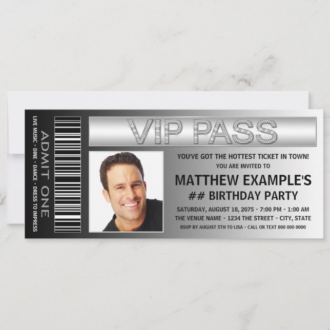 Invitation Anniversaire Ticket Homme (Devant)