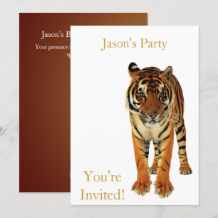 Invitation Anniversaire Tigre Sur Fond Blanc