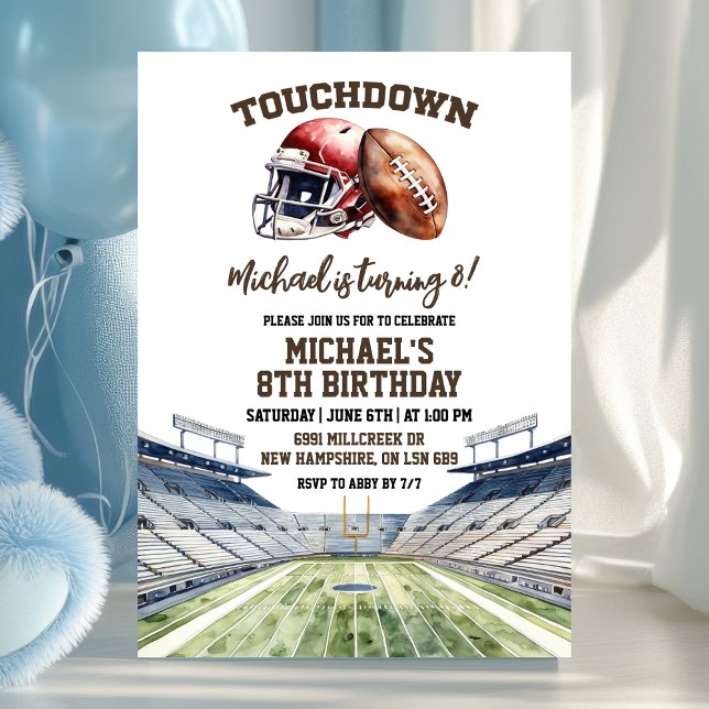 Invitation Anniversaire Touchdown de Football (Créateur téléchargé)