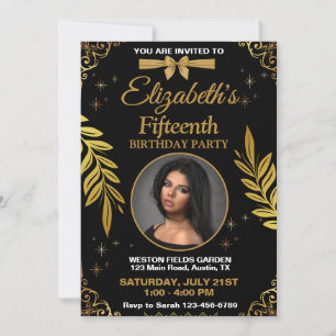 Invitation Anniversaire tout âge noir et or