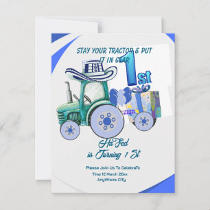 Invitation anniversaire tracteur modifiable, Invit