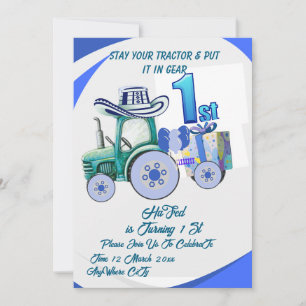 Invitation anniversaire tracteur modifiable, Invit