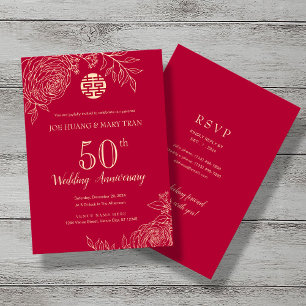 Invitation Anniversaire traditionnel chinois de Ranunculus