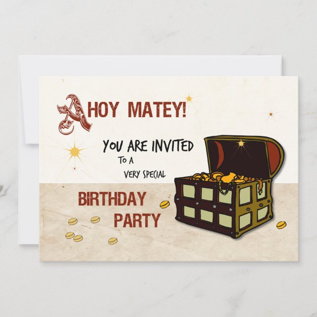 Invitation Anniversaire Trésor Pirate Garçon (Devant)